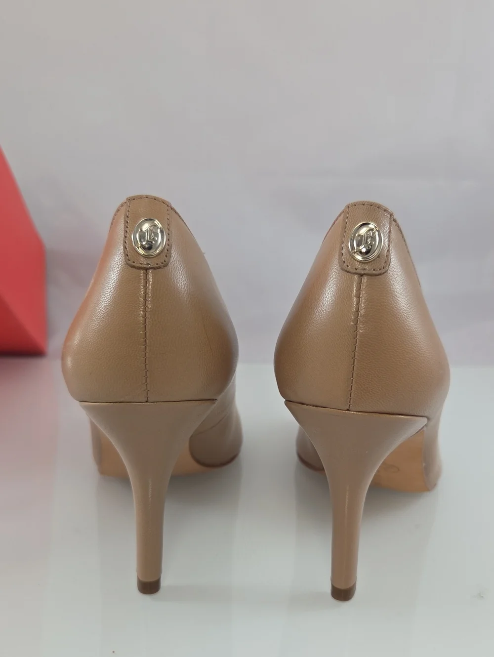 Ivanka Trump Beige Peep-Toe Leather Pumps Size 7